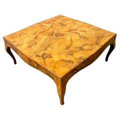 Superbe table basse italienne en bois d'olivier ronceux 