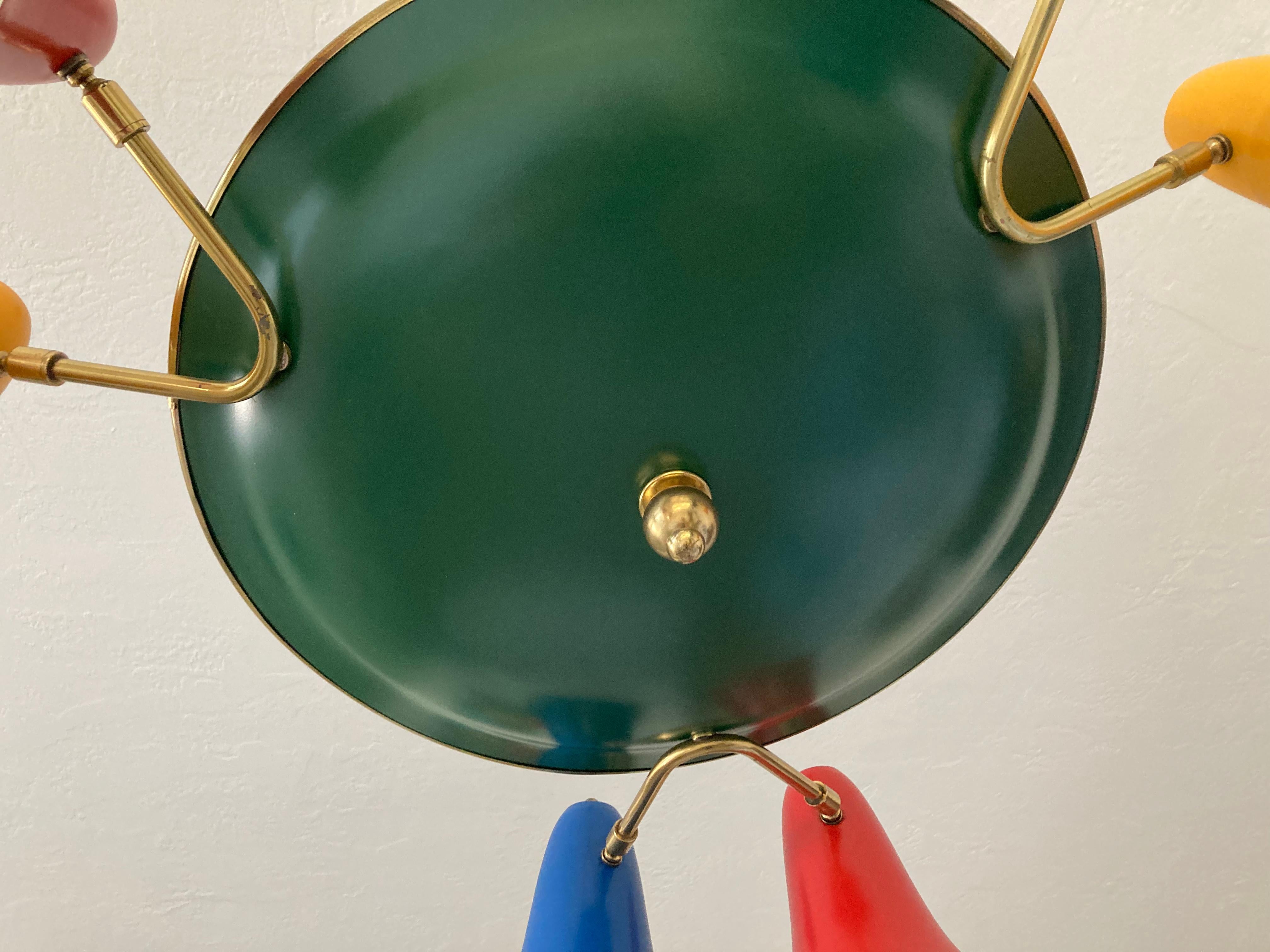 Stunning Italian Chandelier in the style of Angelo Lelii, 1950s, Brass For Sale 8
