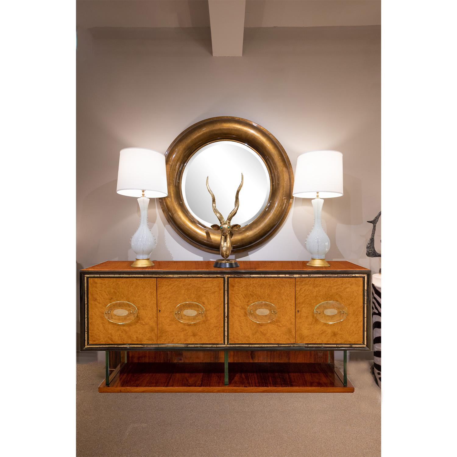 Stunning Italian Credenza with Fontana Arte Glass Elements, 1950s For Sale 2