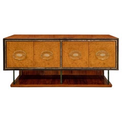 Stunning Italian Credenza with Fontana Arte Glass Elements, 1950s