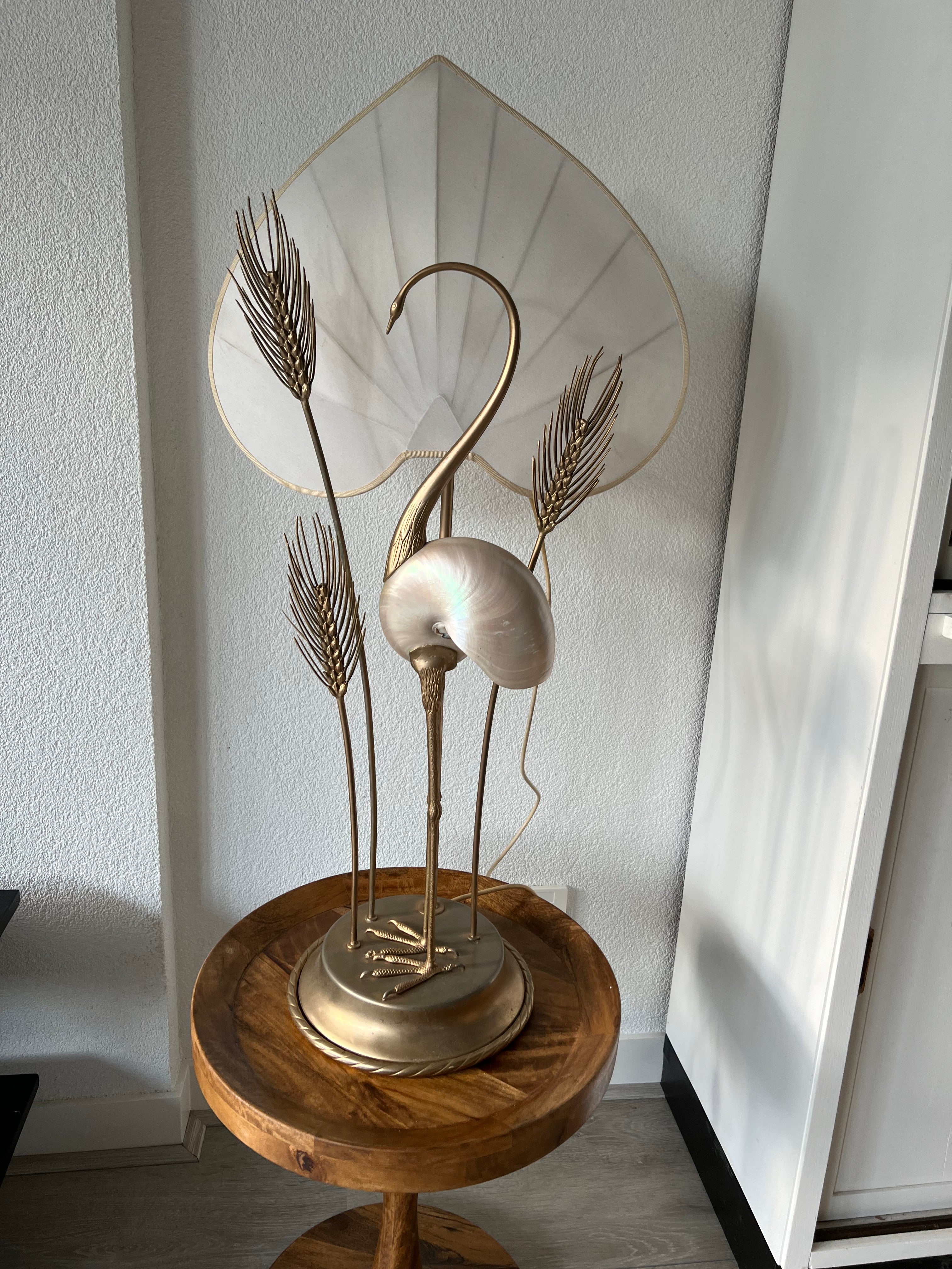 Outstanding sculptural bird lamp table by Antonio Pavia, Italian designer.

This incredibly well designed and perfectly executed table lamp by Antonio Pavia of Italy has great decorative value. This rare lamp with the large and long legged wading