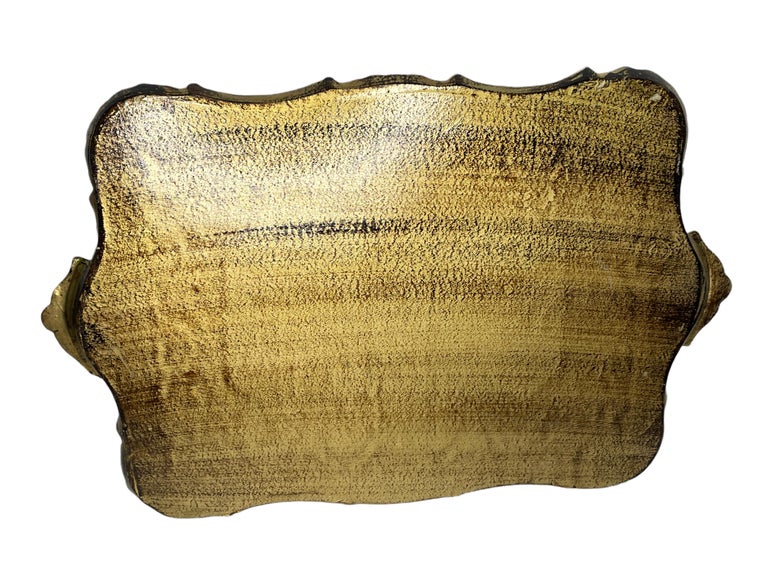 Plateau bos florentn rectangulare jaune, vert et or. Made n taly