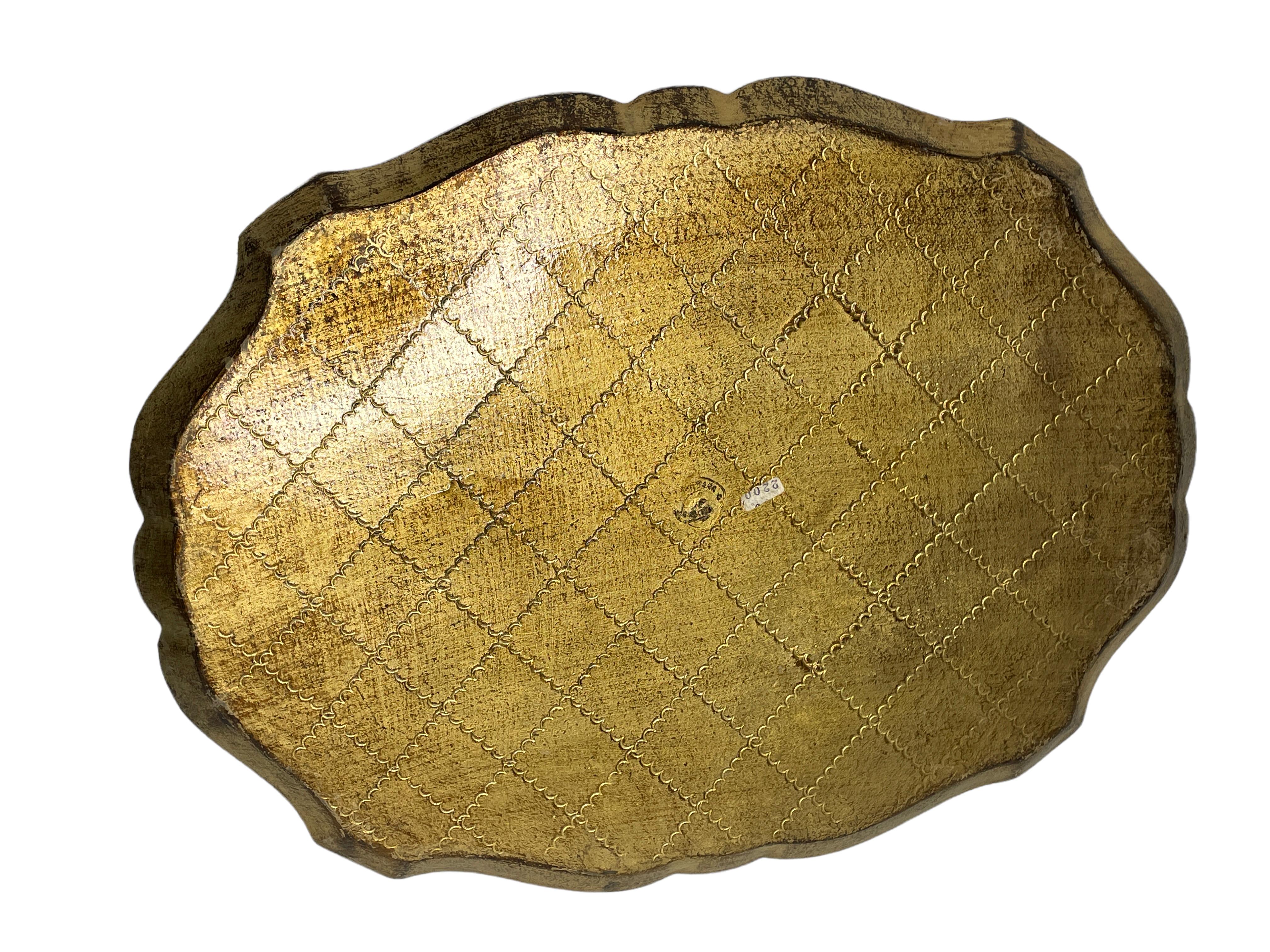 Mid-20th Century Stunning Italian Florentine Gilded Gilt Wood Serving Tray Toleware Tole, 1960s For Sale