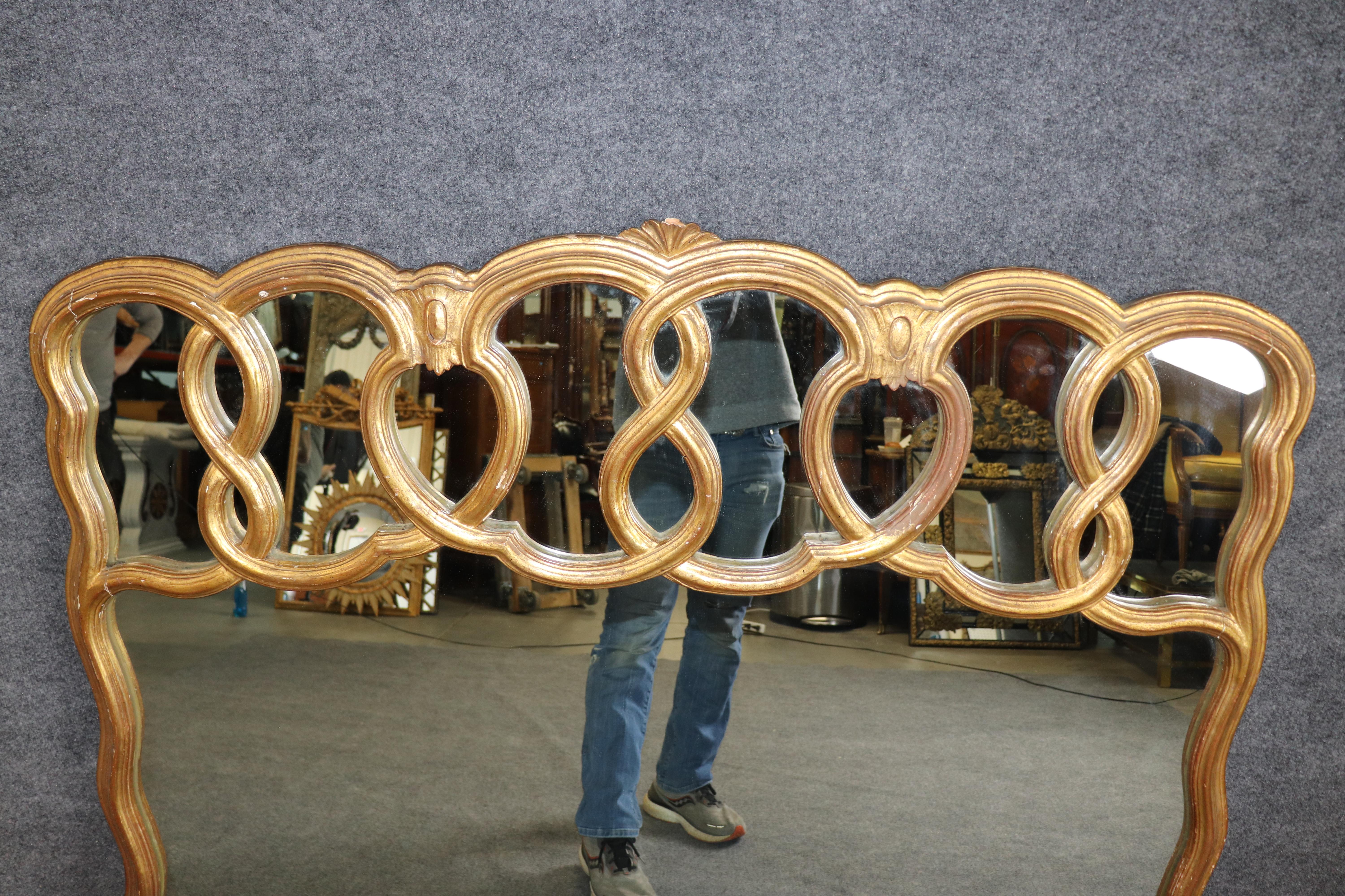 Superbe miroir de cheminée ou mural néoclassique italien en bois doré Circa 1920 en vente 5
