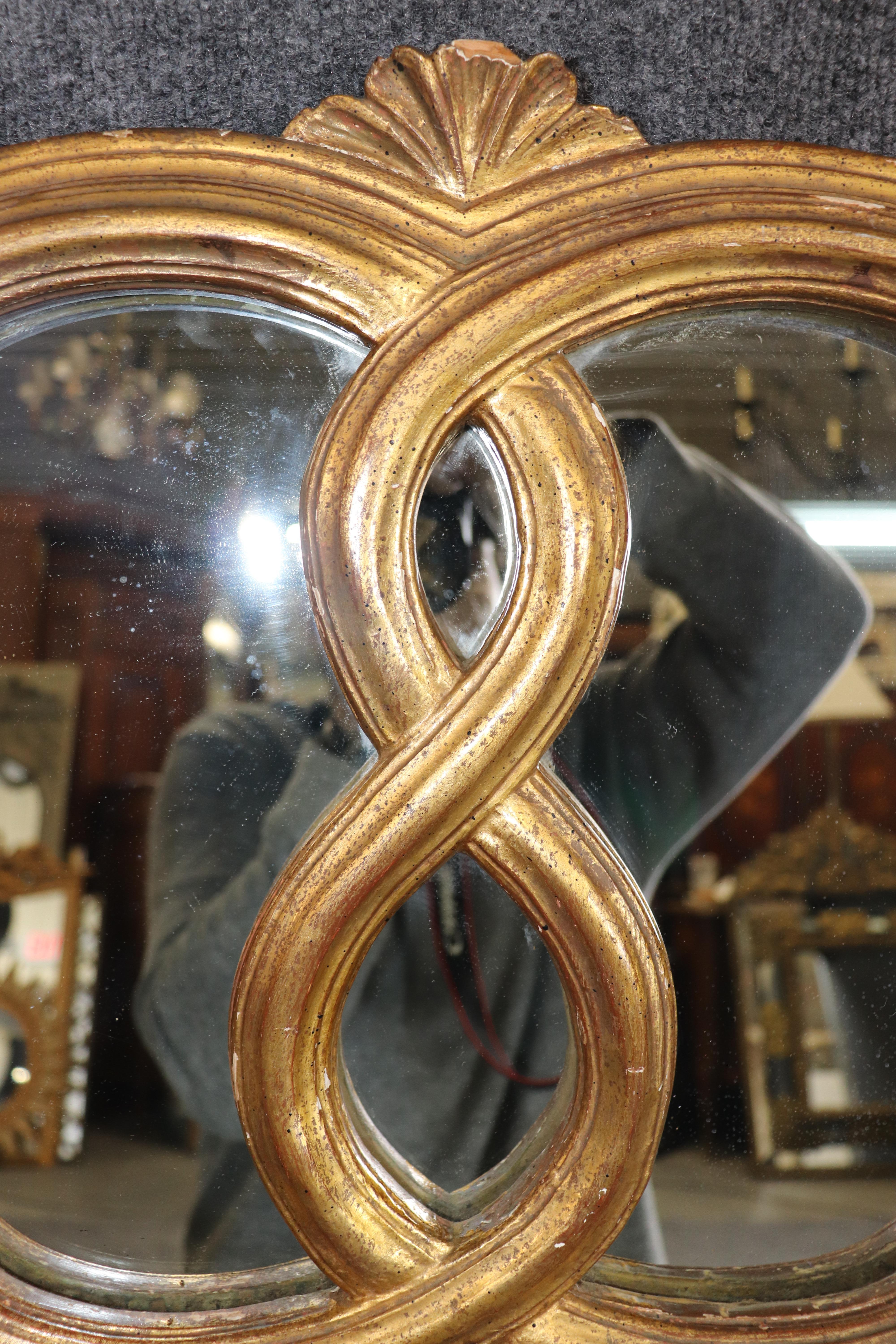 Superbe miroir de cheminée ou mural néoclassique italien en bois doré Circa 1920 en vente 1