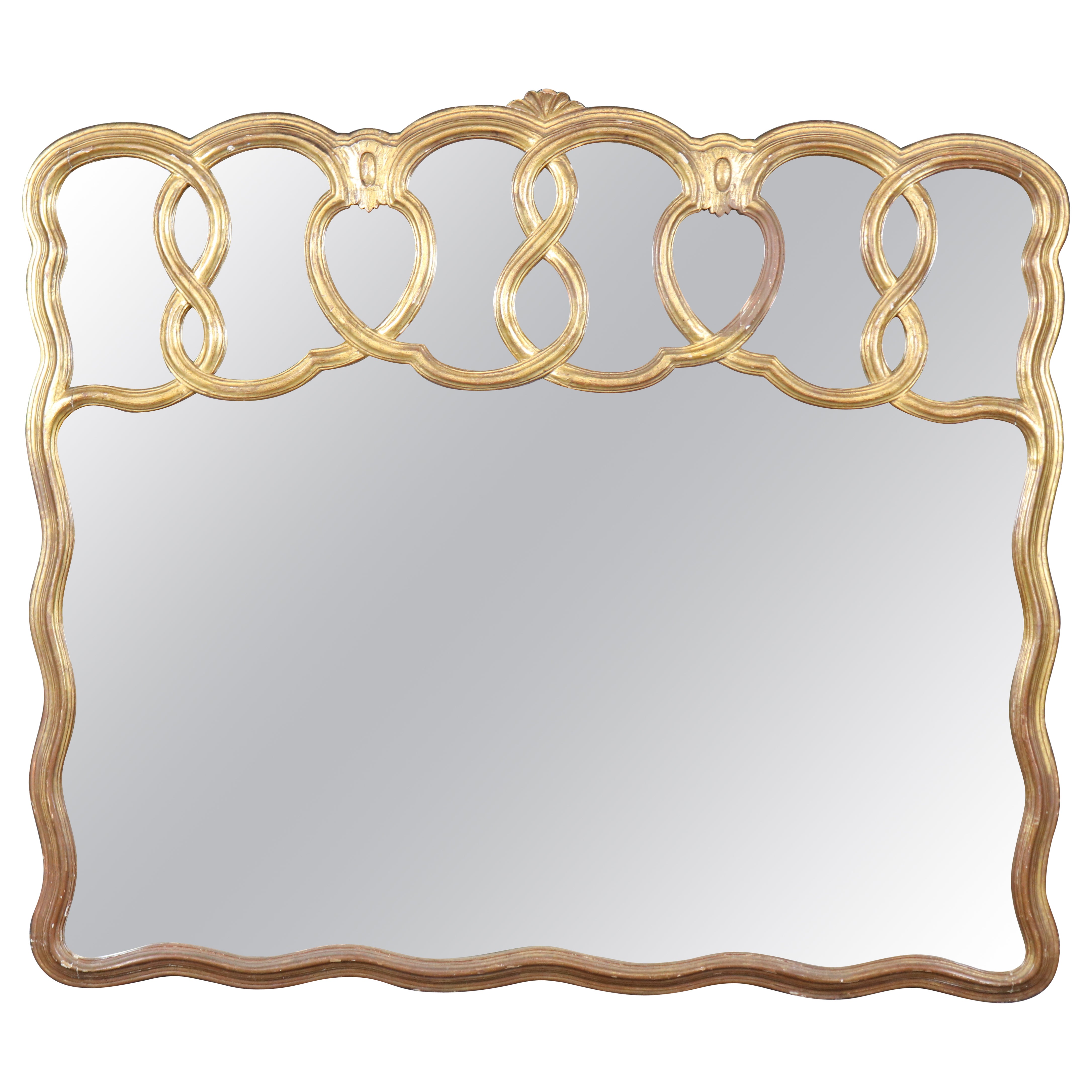 Stunning Italian Giltwood Neoclassical Revival Wall or Mantel Mirror Circa 1920s