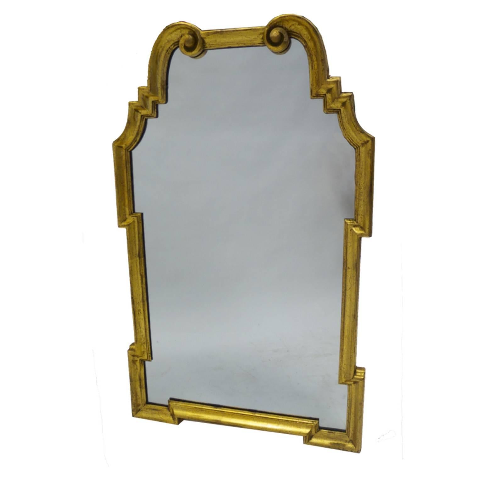 Hollywood Regency Stunning Italian LaBarge Gold Leaf Wood Frame Mirror in Greek Key Design
