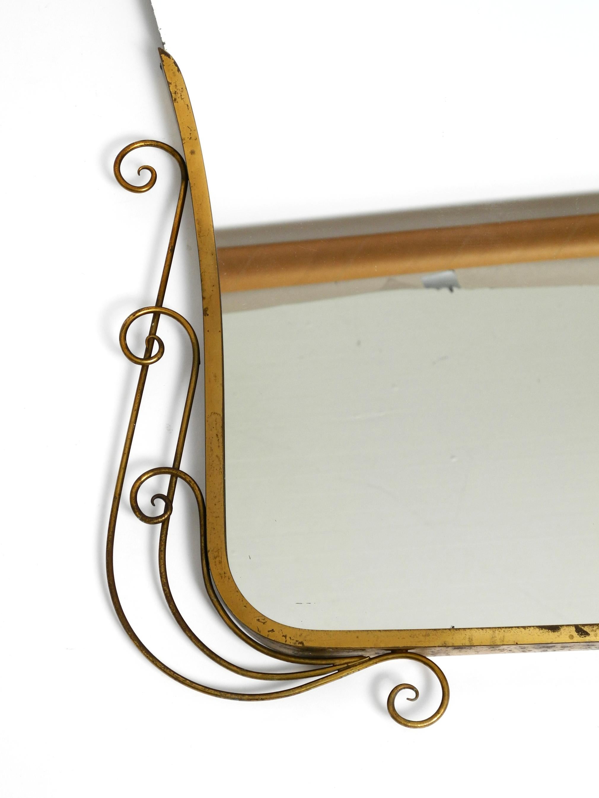 Stunning Italian Mid Century Wall Mirror with an Ornate Brass Frame 7