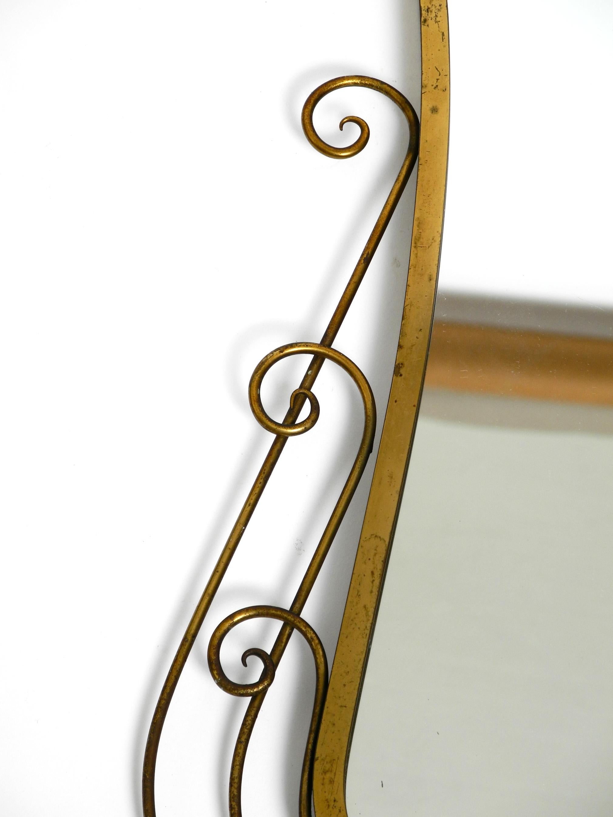 Stunning Italian Mid Century Wall Mirror with an Ornate Brass Frame 9