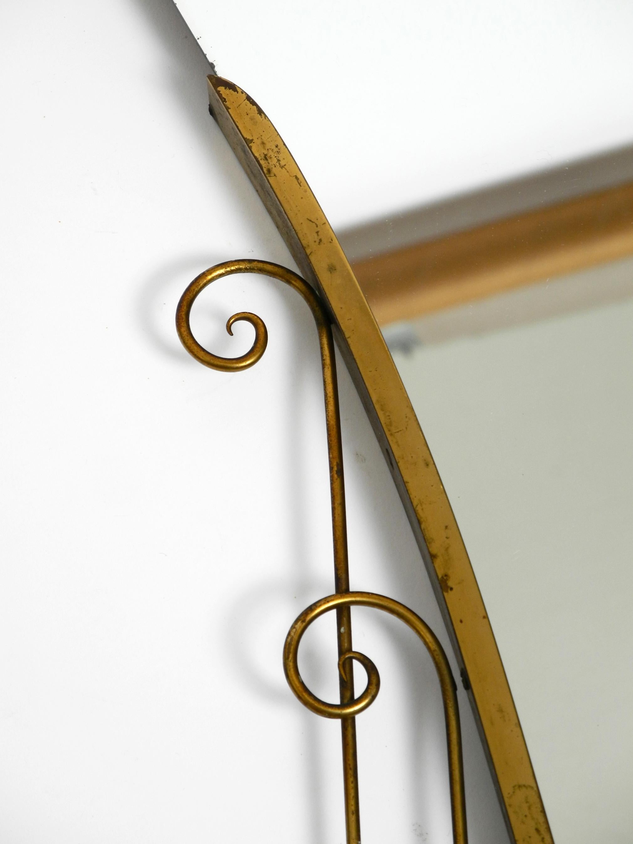 Stunning Italian Mid Century Wall Mirror with an Ornate Brass Frame 12