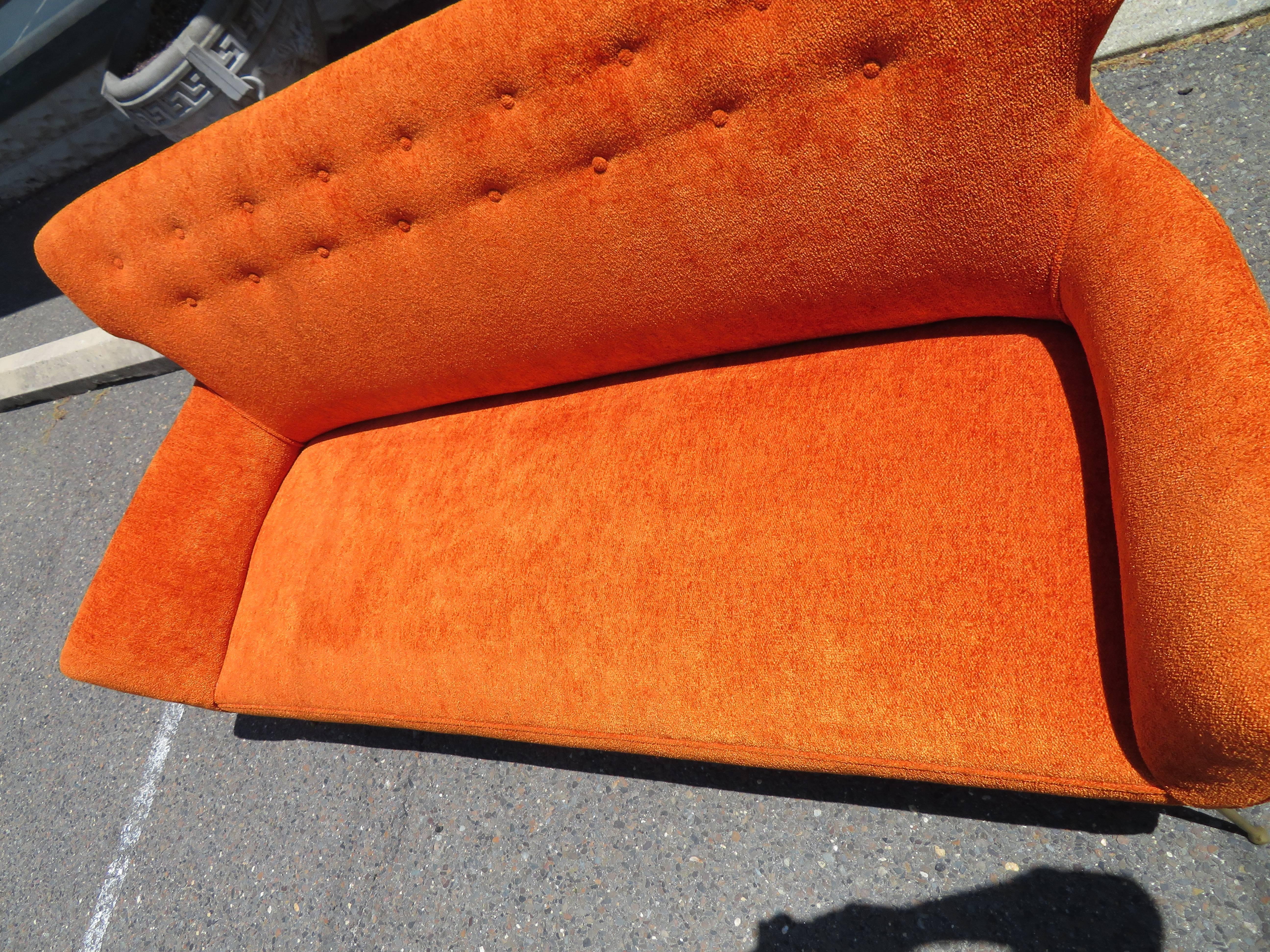 Stunning Italian Midcentury Gio Ponti Inspired Sofa with Brass Legs 6