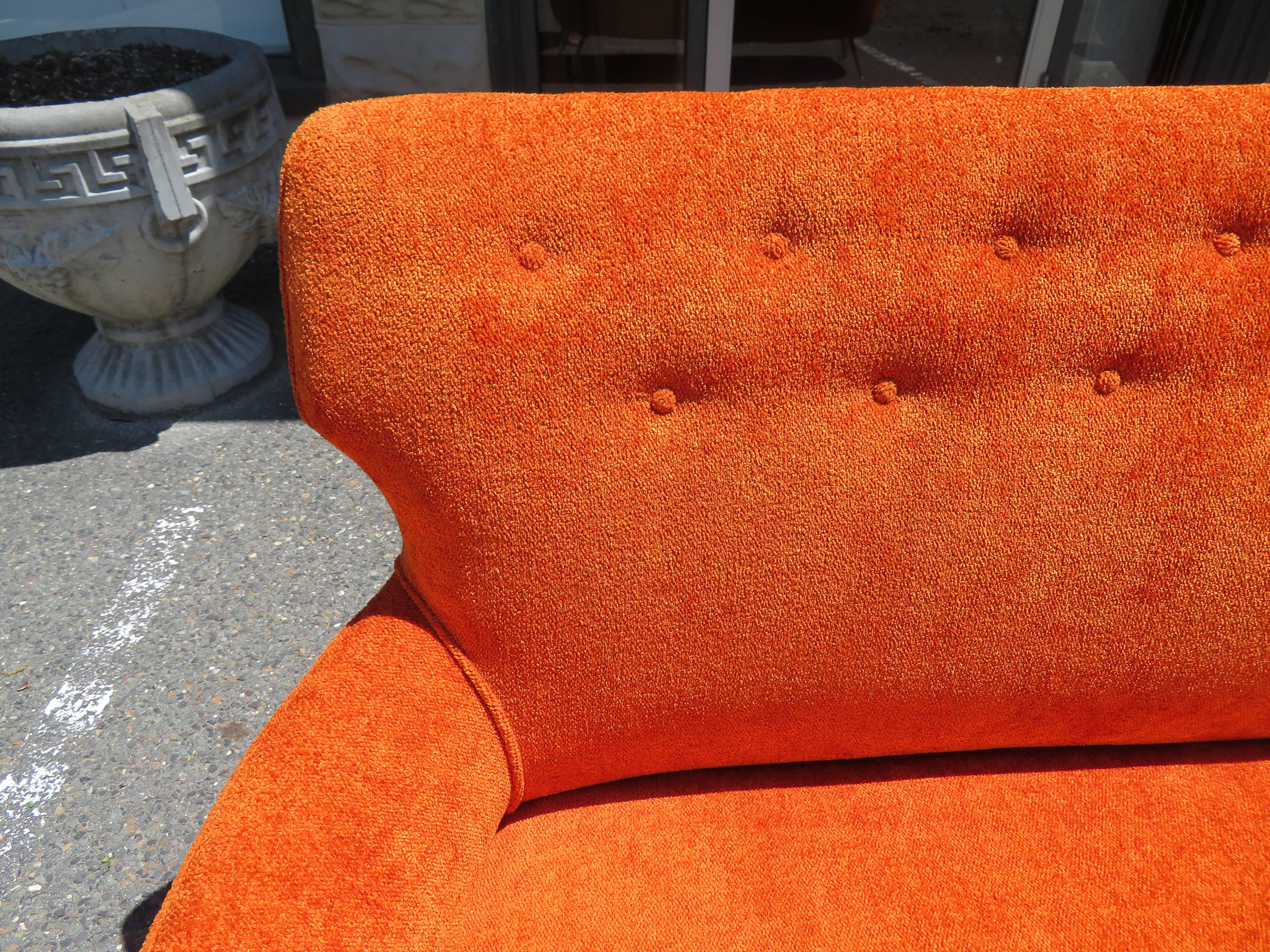 Stunning Italian Midcentury Gio Ponti Inspired Sofa with Brass Legs 1