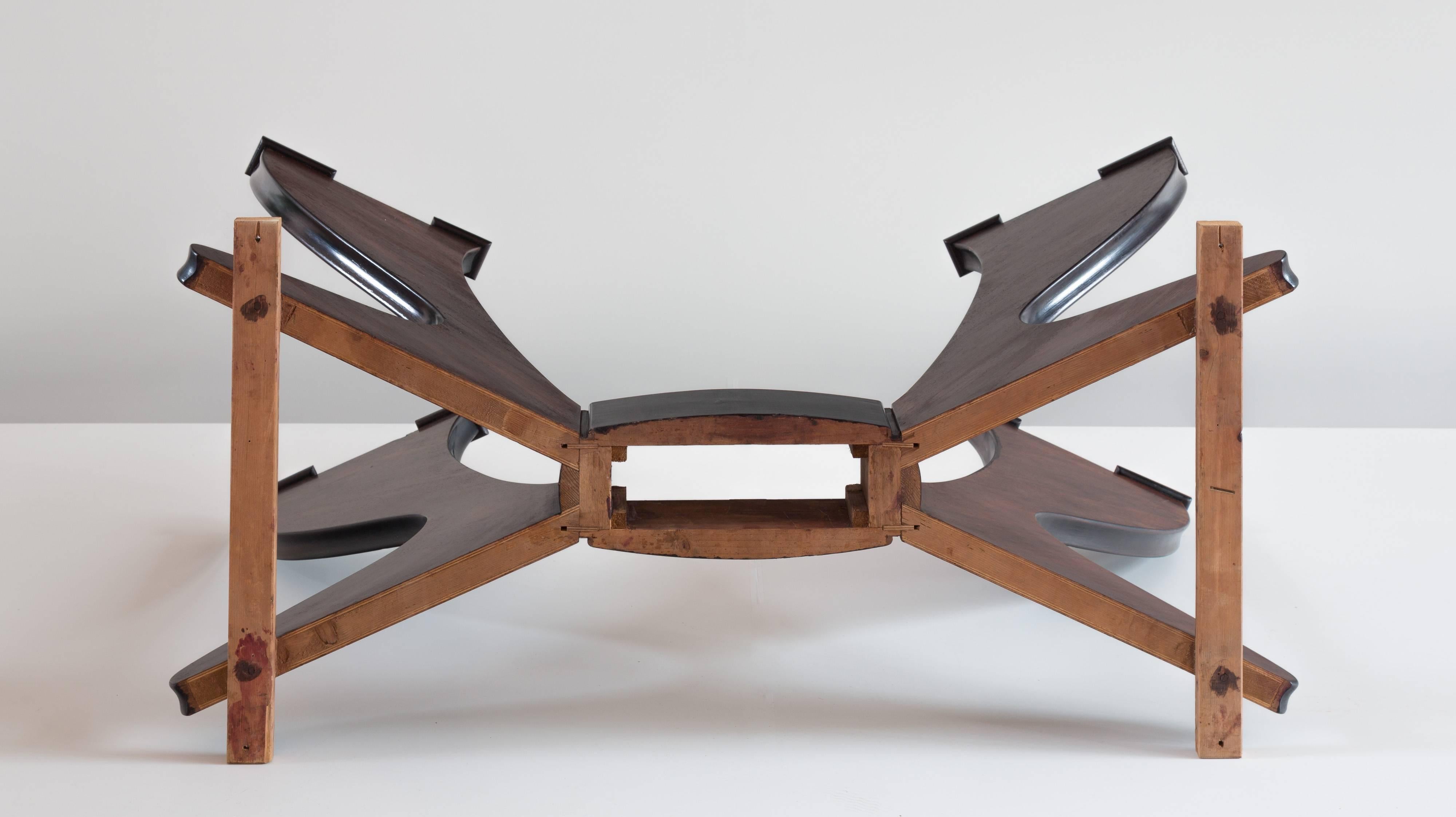 Stunning Italian Modern Rosewood and Black Opaline Glass Dining Table, 1940 6