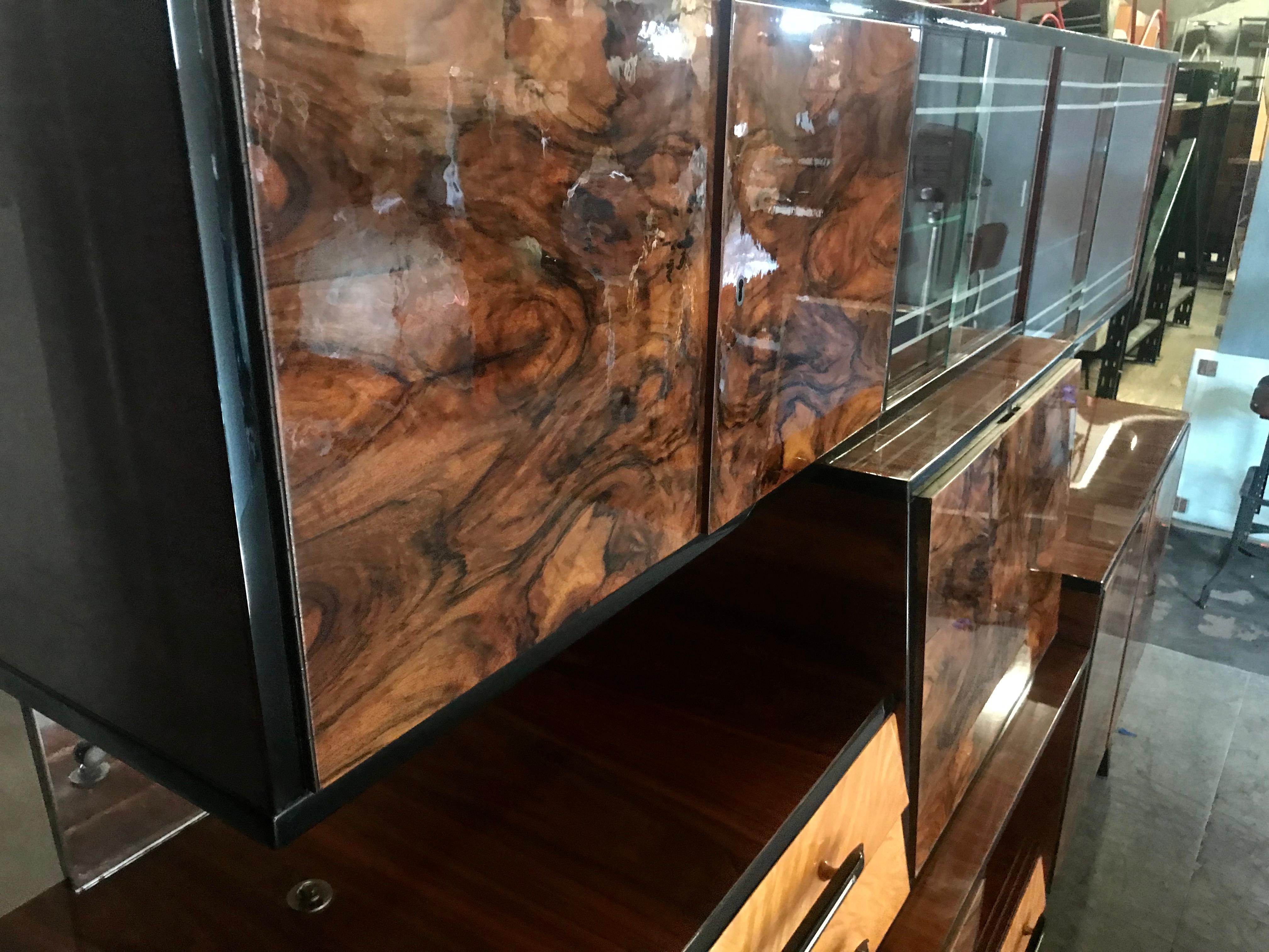 Stunning Modernist Exotic Burl Wood Cabinet/Bar Attributed to Osvaldo Borsani 2