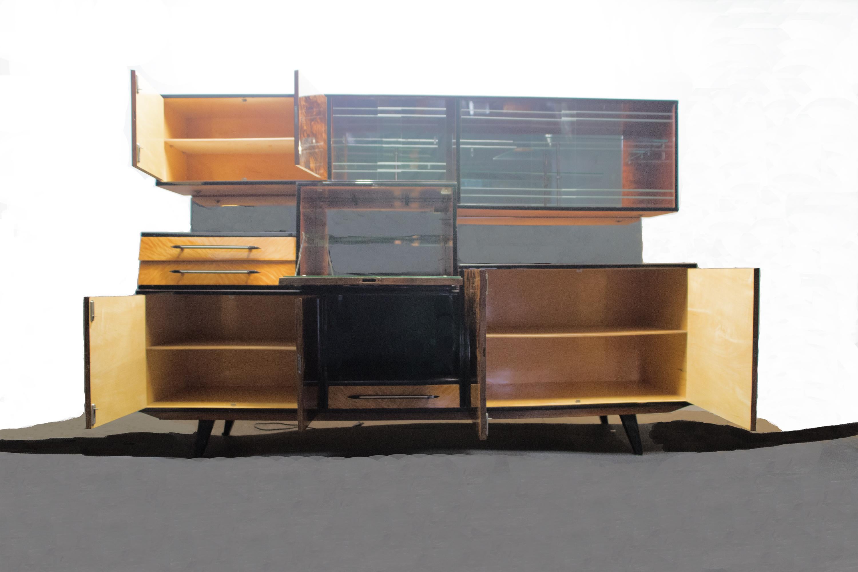 Mid-Century Modern Stunning Modernist Exotic Burl Wood Cabinet/Bar Attributed to Osvaldo Borsani