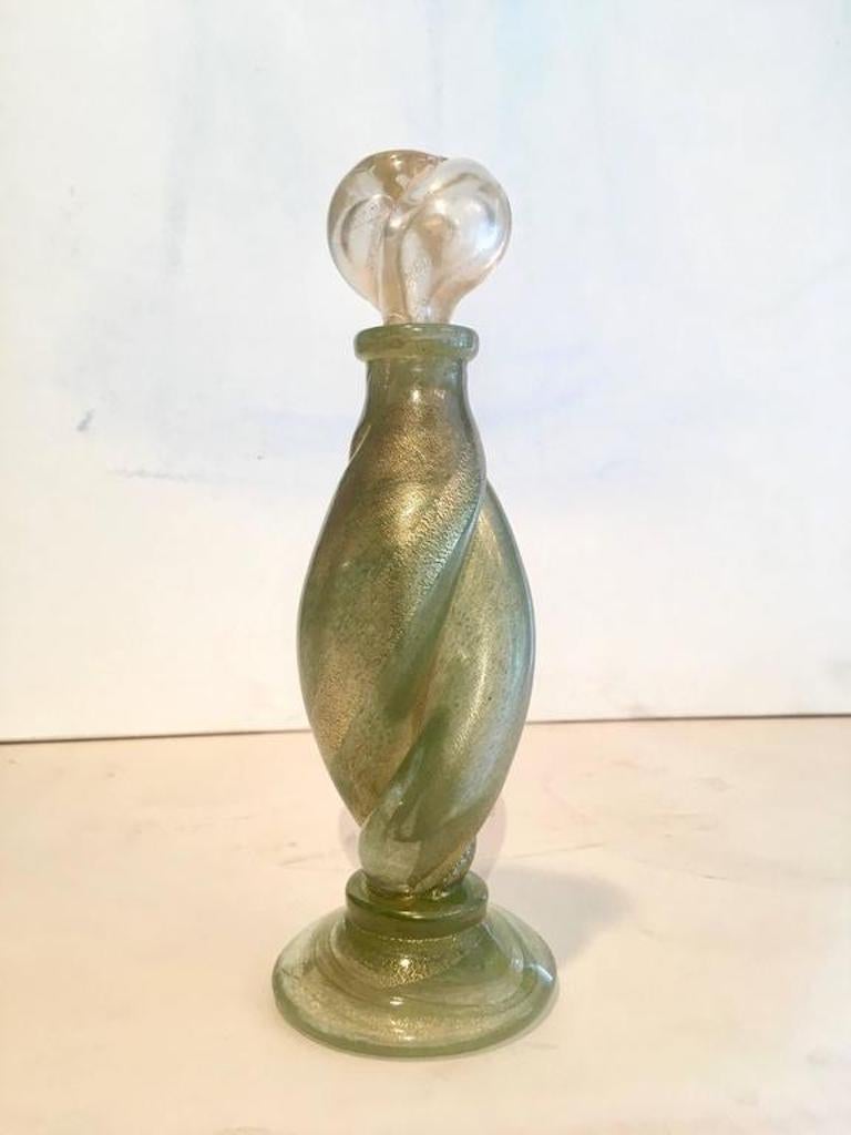 Stunning Italian Murano Gold and Glass Perfume Bottle In Good Condition In Los Angeles, CA