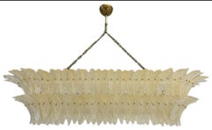 Stunning Italian Murano Palmette Chandelier in Amber Glass