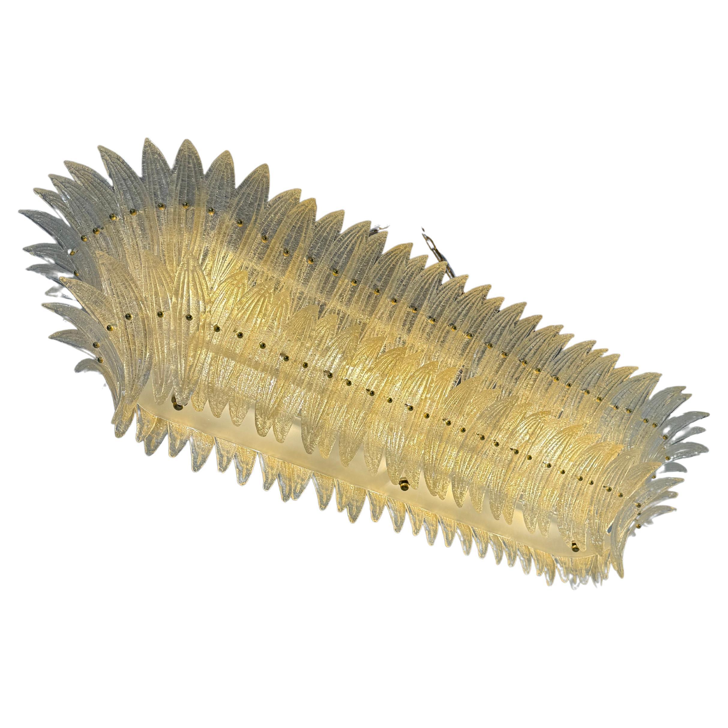 Stupendo lampadario italiano di Murano a palmette in vetro ambrato in vendita