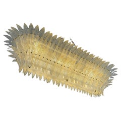 Stunning Italian Murano Palmette Chandelier in Amber Glass