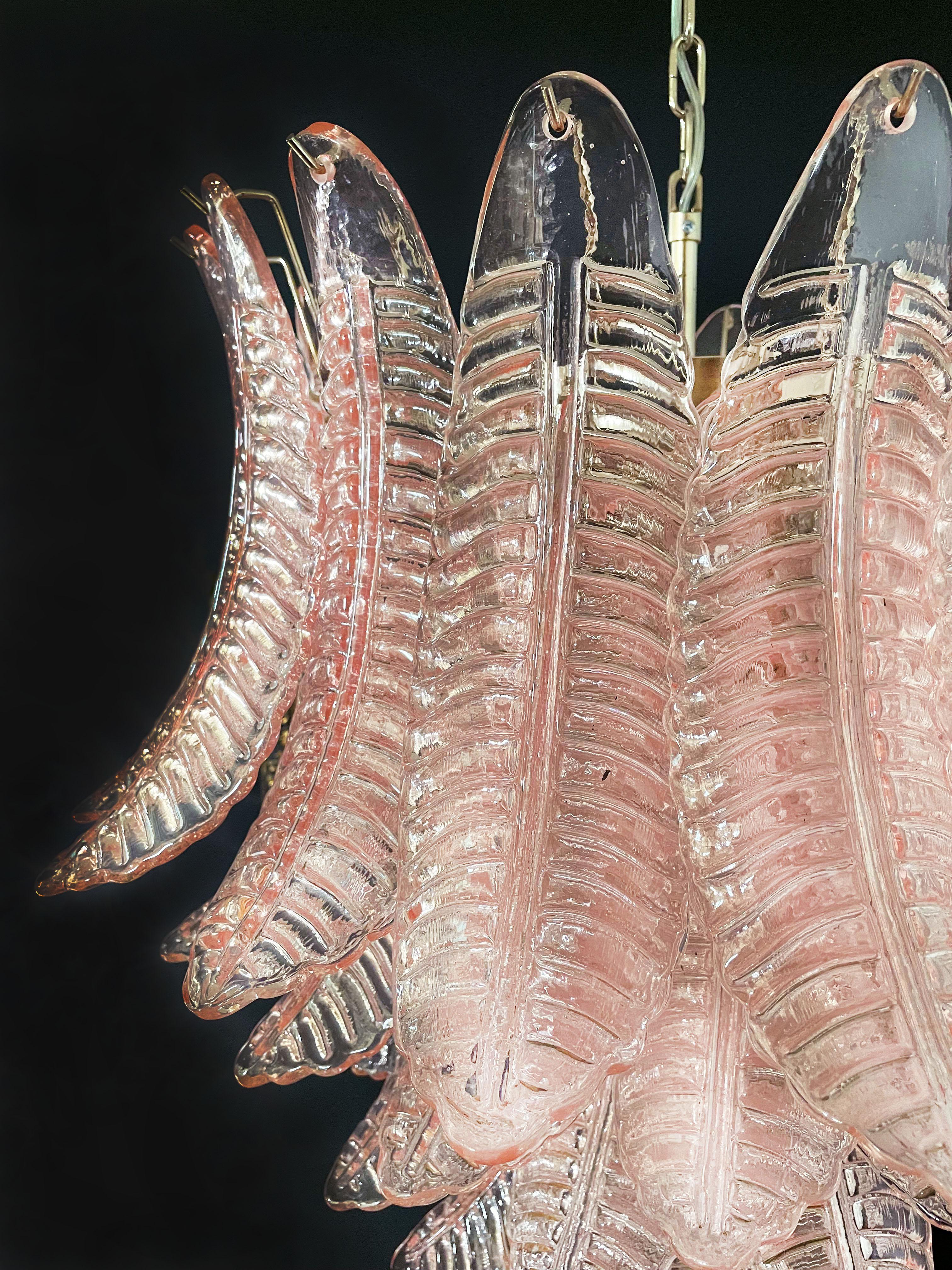 20th Century Stunning Italian Murano Six-Tier Pink Felci Glass Chandelier For Sale