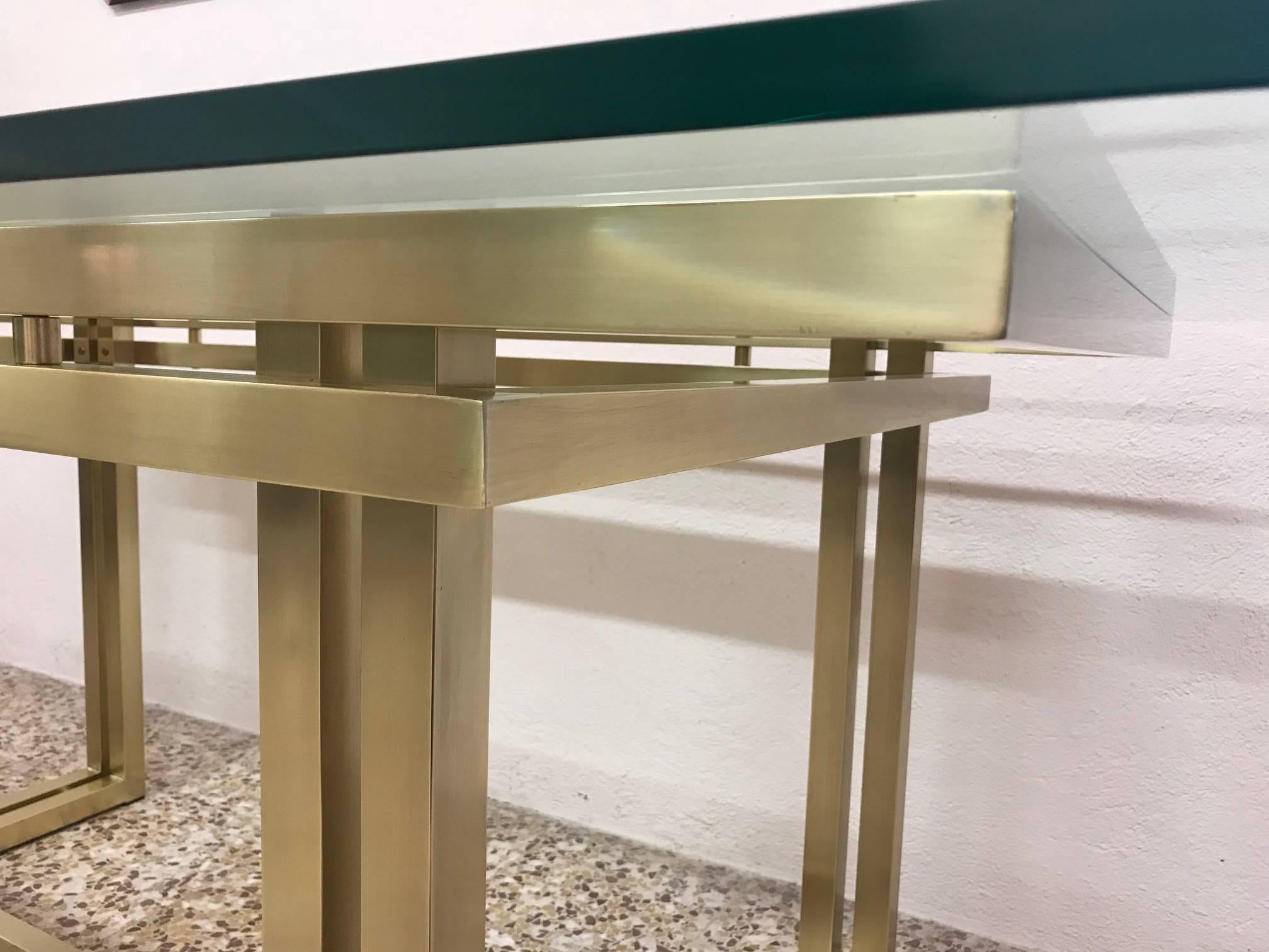 Stunning Italian Rectangular Brass and Glass Table, 1970s 1