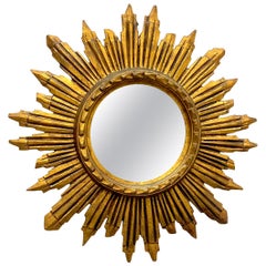 Stunning Italian Starburst Sunburst Gilded Resin Mirror, circa 1970s