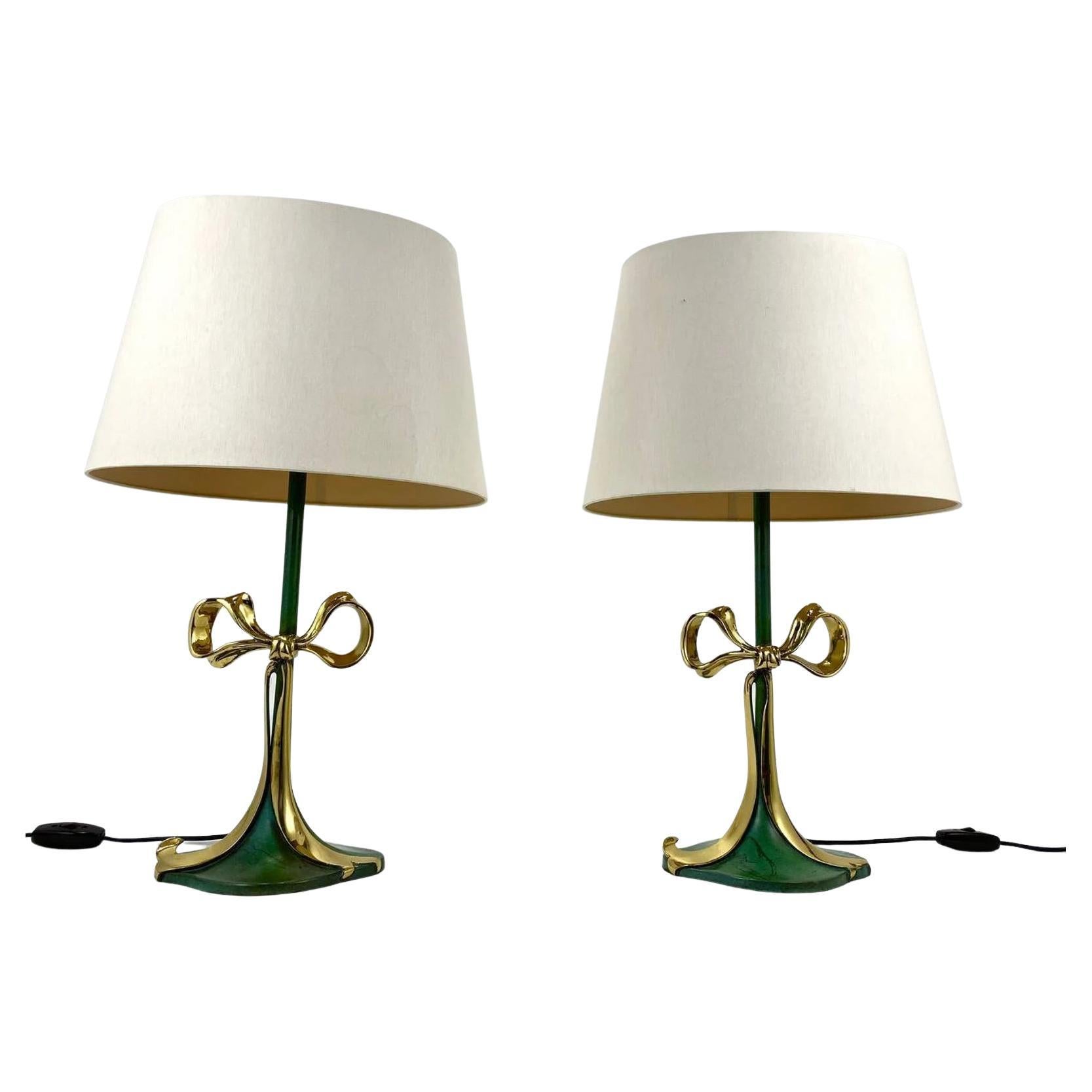 Stunning Spanish Table Lamps Made of Enamelled Bronze by Valenti, 1970s