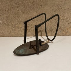 Kerzenständer im Stil von Karl Hagenauer, patinierte Bronze, geflochtenes Seil, Brutalismus 1960er Jahre