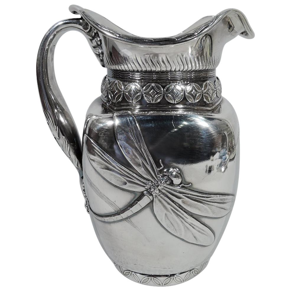 Stunning Japonesque Sterling Silver Dragonfly Water Pitcher by Whiting