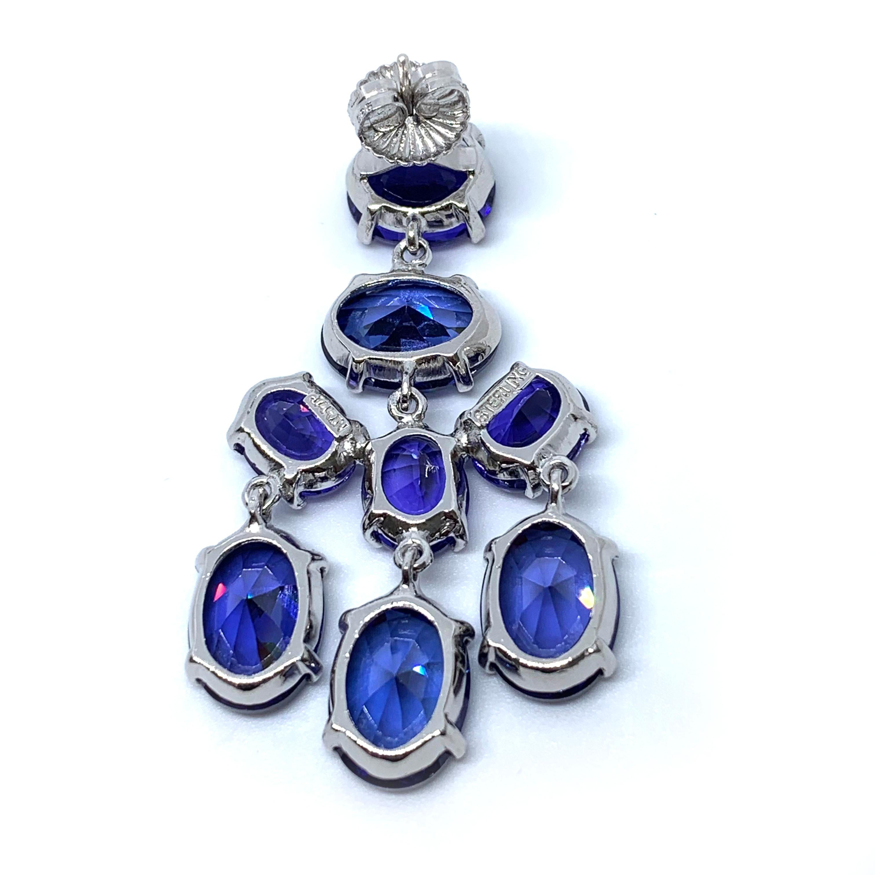 Stunning Jarin Lab-Sapphire and Tanzanite Chandelier Earrings In New Condition In Los Angeles, CA