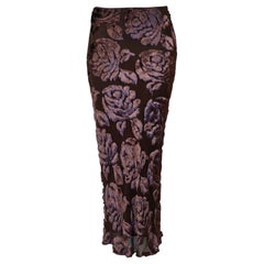 Stunning John Galliano Brown Cut Velvet Bias Skirt