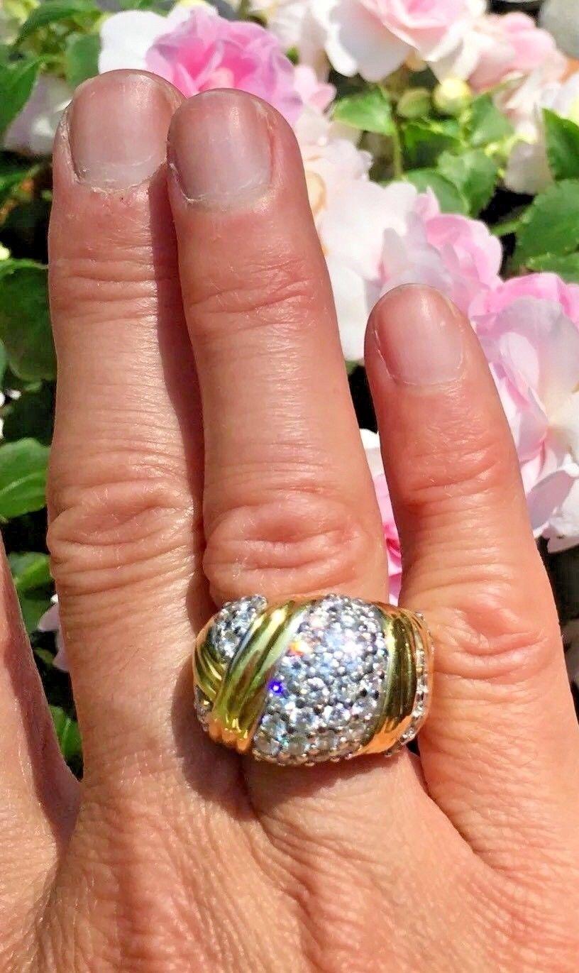 Stunning Jose Hess Designer Two Color Gold and 2.50 Carat Diamonds Ring For Sale 2