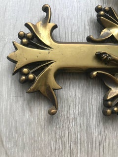 Stunning Jugendstil Era Crucifix Christ on Stylized Gothic Revival Bronze Cross