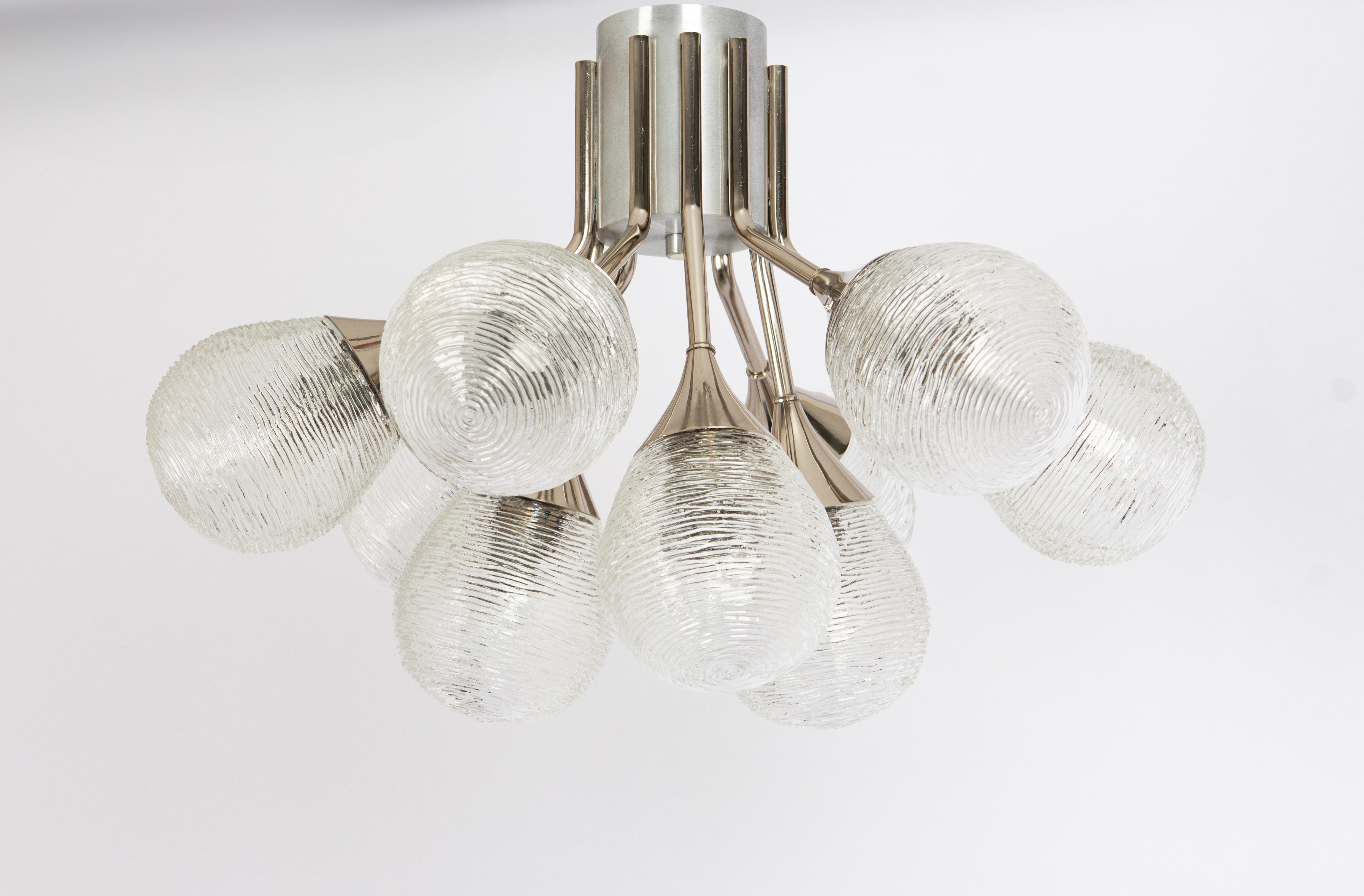 Superbe lustre Kaiser Sputnik à globes en verre, Allemagne, 1970 en vente 3