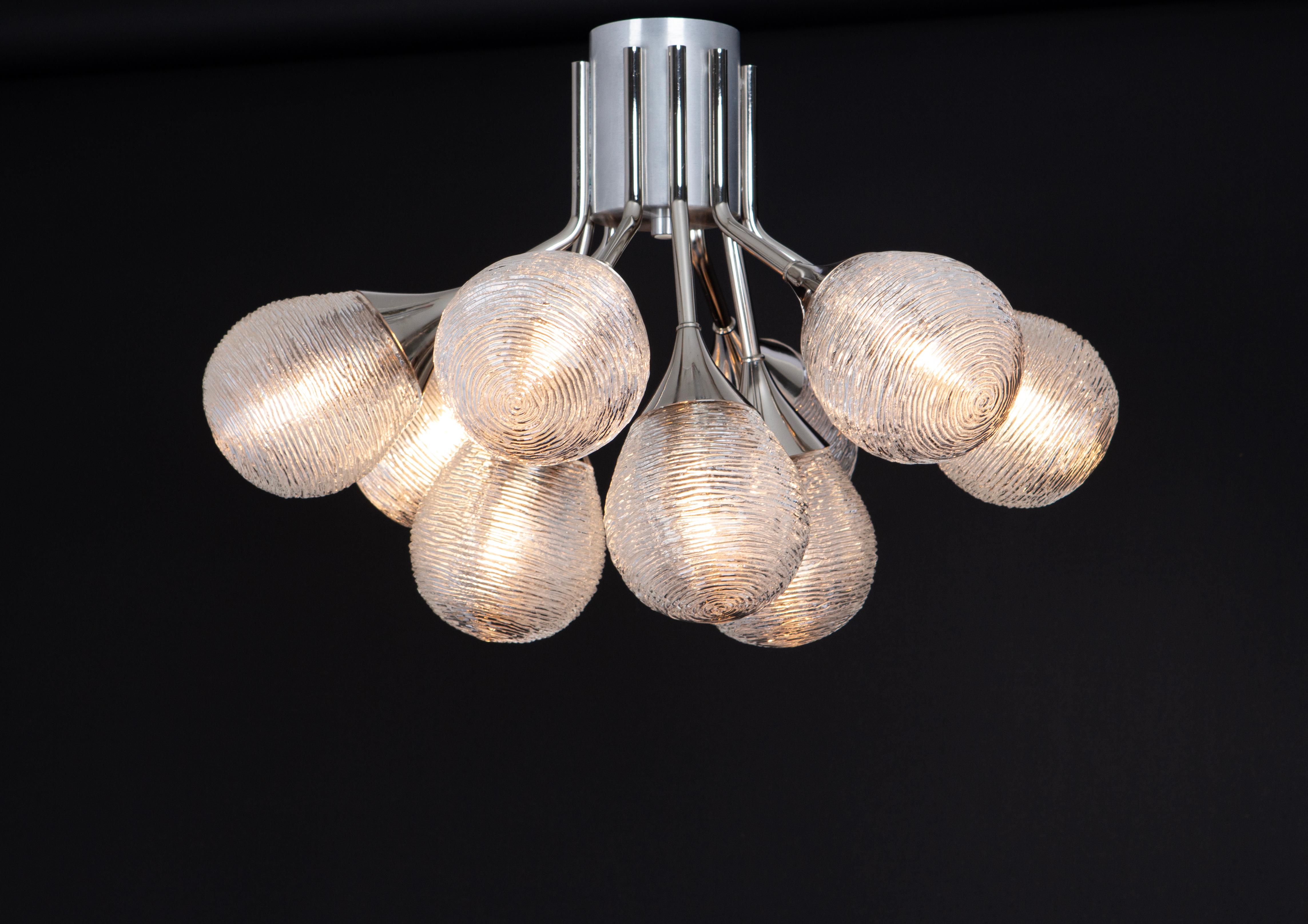 Superbe lustre Kaiser Sputnik à globes en verre, Allemagne, 1970 Bon état - En vente à Aachen, NRW