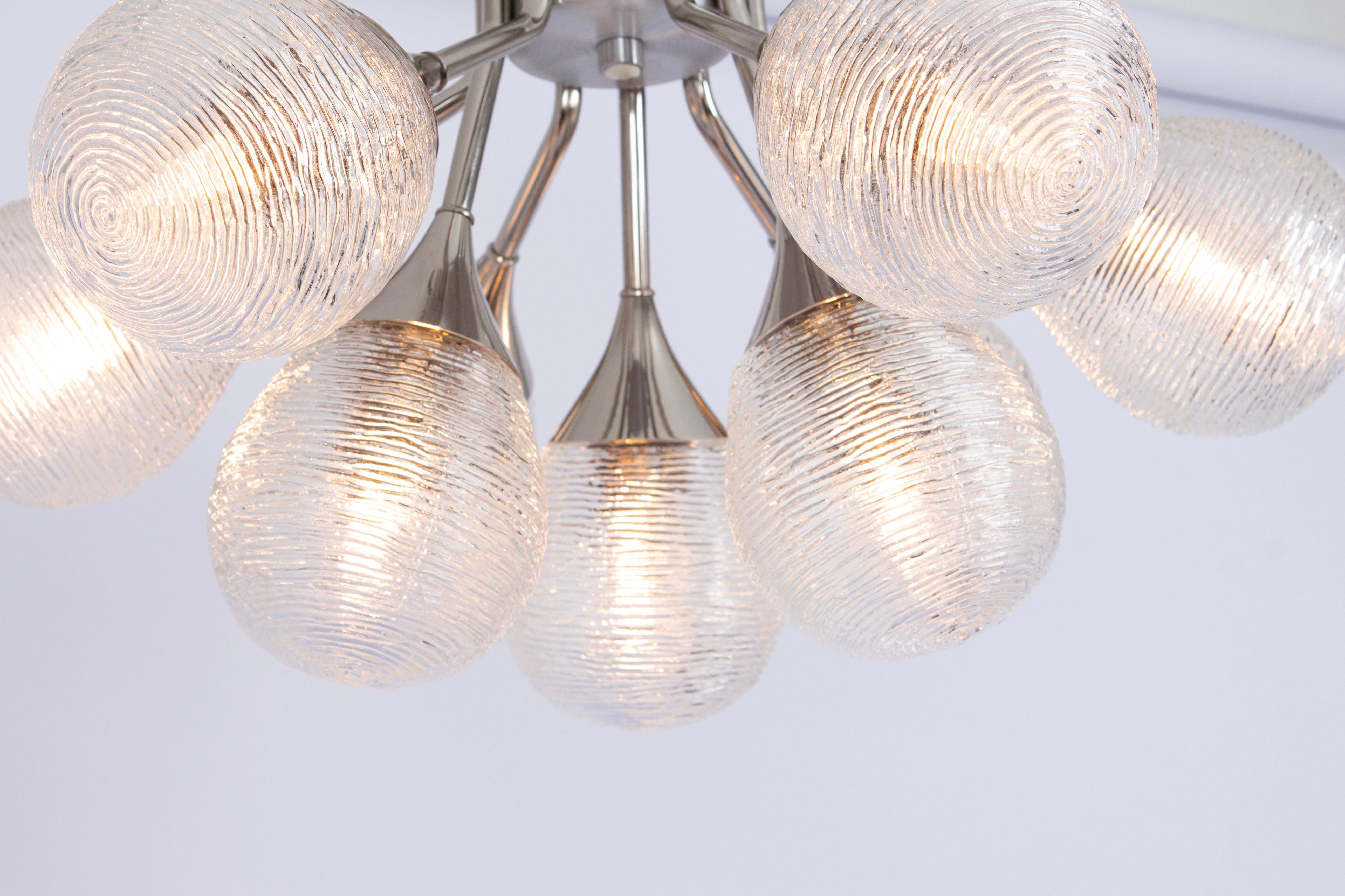 Superbe lustre Kaiser Sputnik à globes en verre, Allemagne, 1970 en vente 2