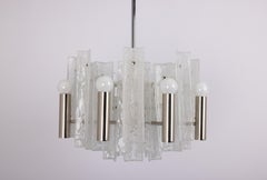 Atemberaubender Kronleuchter von Kalmar aus Chrom, Eisglas, Deutschland, 1970