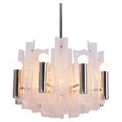 Atemberaubender Kronleuchter von Kalmar aus Chrom, Eisglas, Deutschland, 1970