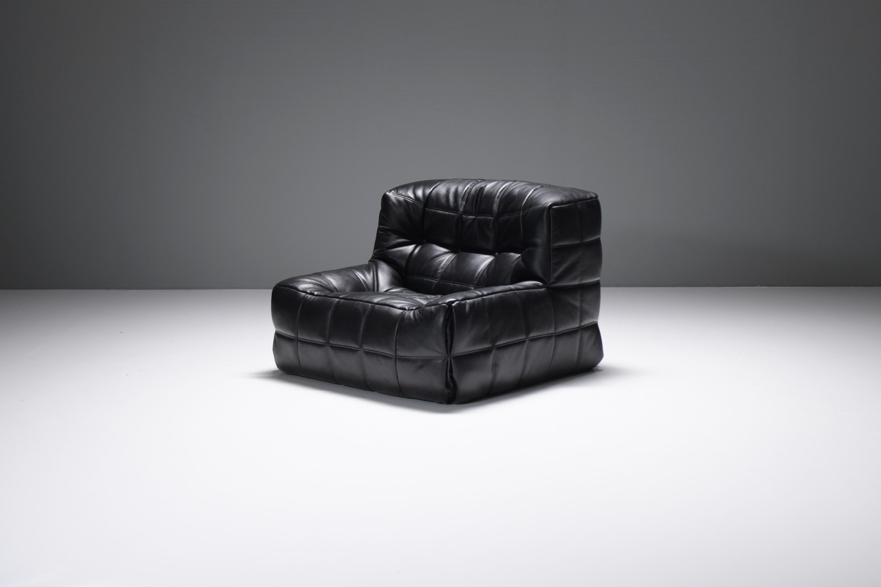 20th Century Stunning Kashima in new black leather by  Michel Ducaroy for Ligne Roset France