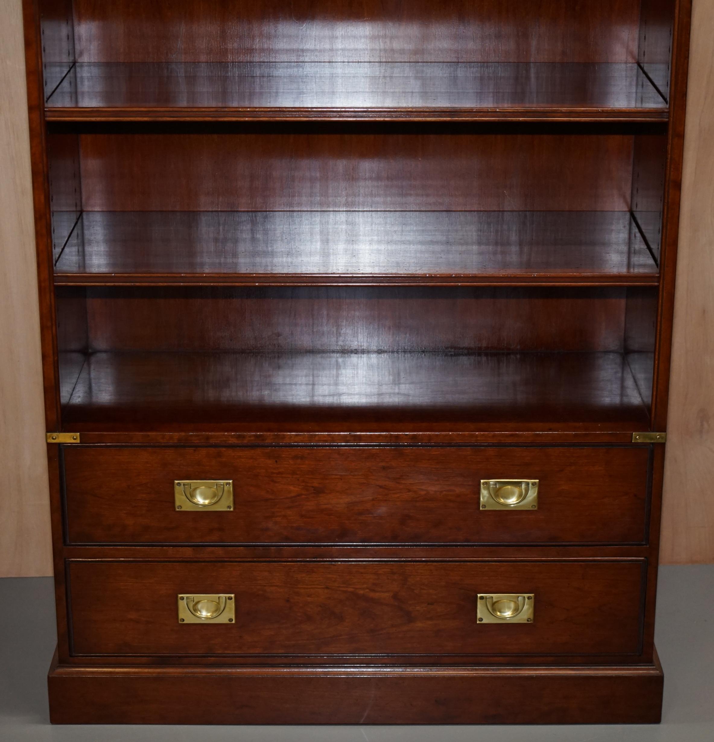 English Stunning Kennedy Furniture Harrods Military Campaign Mahogany Bookcase Drawers