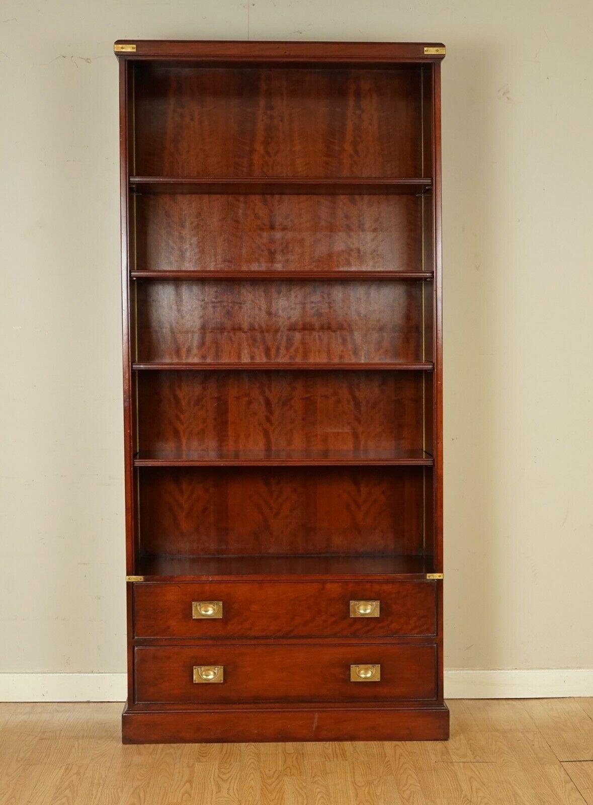 Stunning Kennedy Furniture Military Campaign Bookcase with 2 Drawers 6