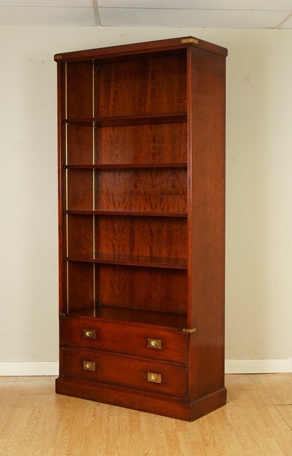 Stunning Kennedy Furniture Military Campaign Bookcase with 2 Drawers 7
