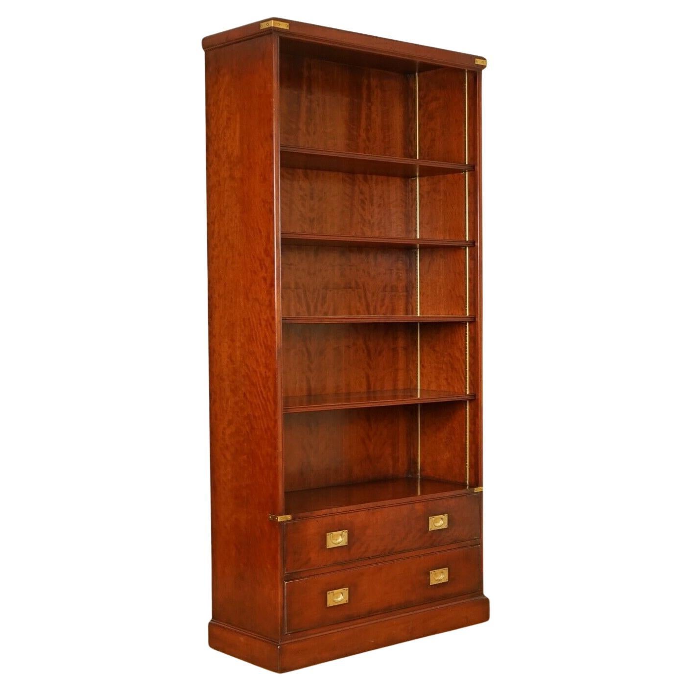 Stunning Kennedy Furniture Military Campaign Bookcase with 2 Drawers