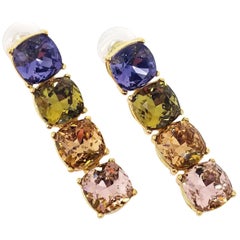 Superbes boucles d'oreilles goutte d'eau en fausses pierres Kenneth Jay Lane KJL Couture Collection