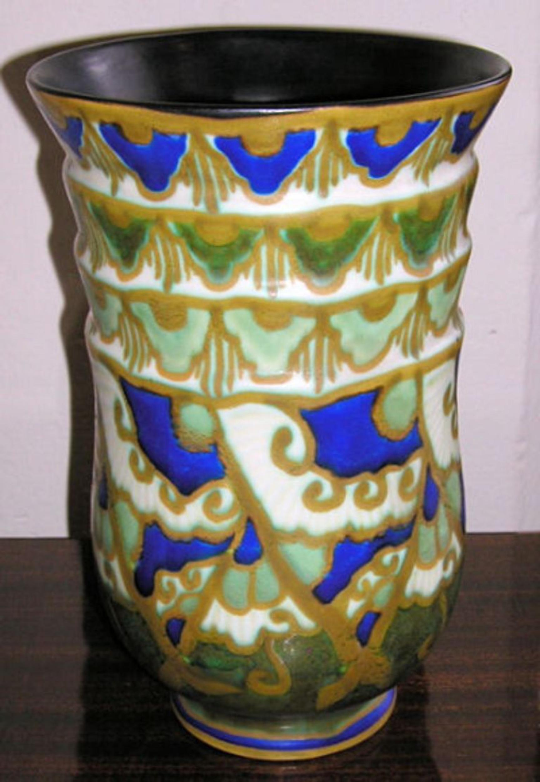 Art Deco Stunning Keramis Pottery Vase Catteau Boch For Sale
