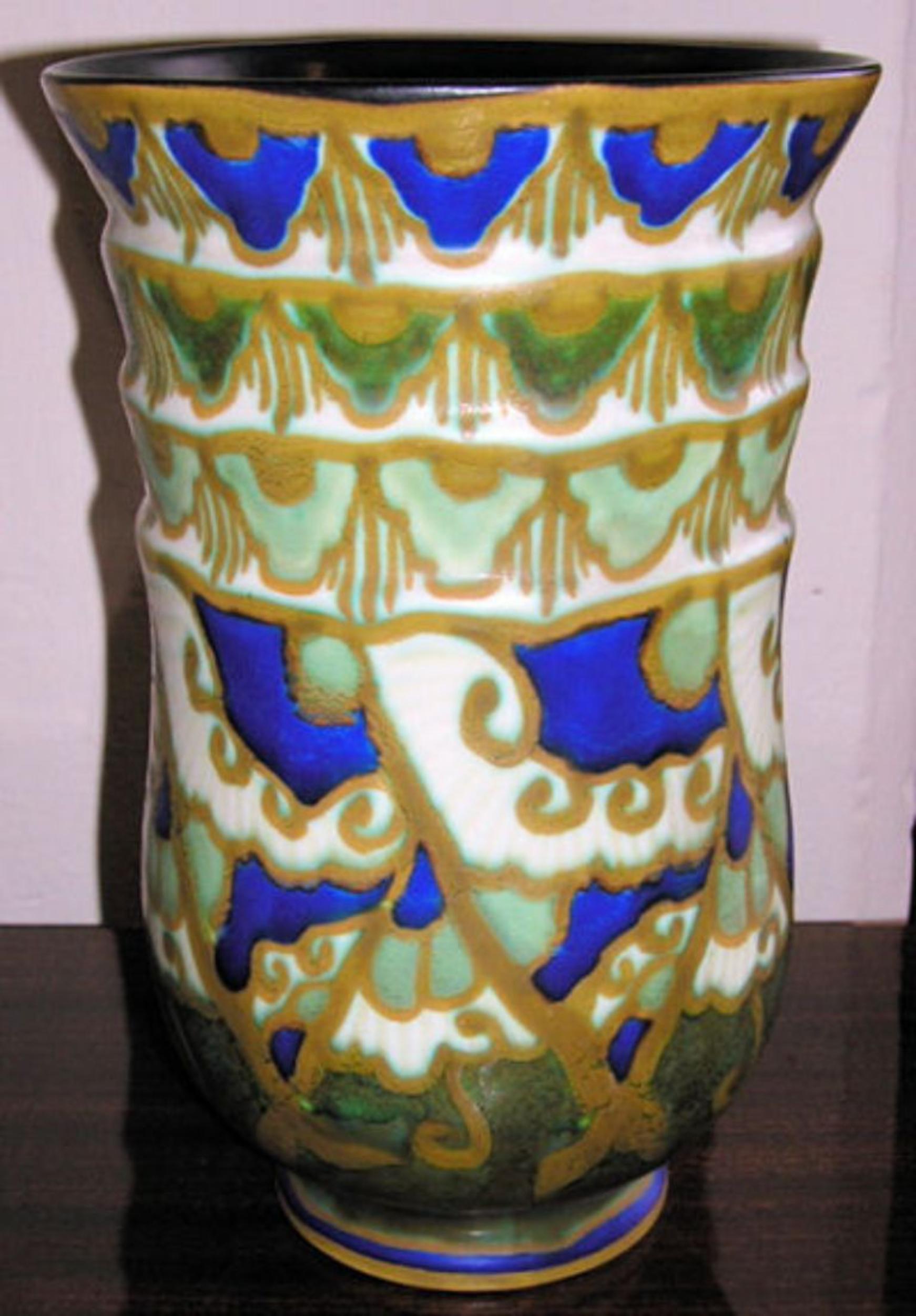Belgian Stunning Keramis Pottery Vase Catteau Boch For Sale