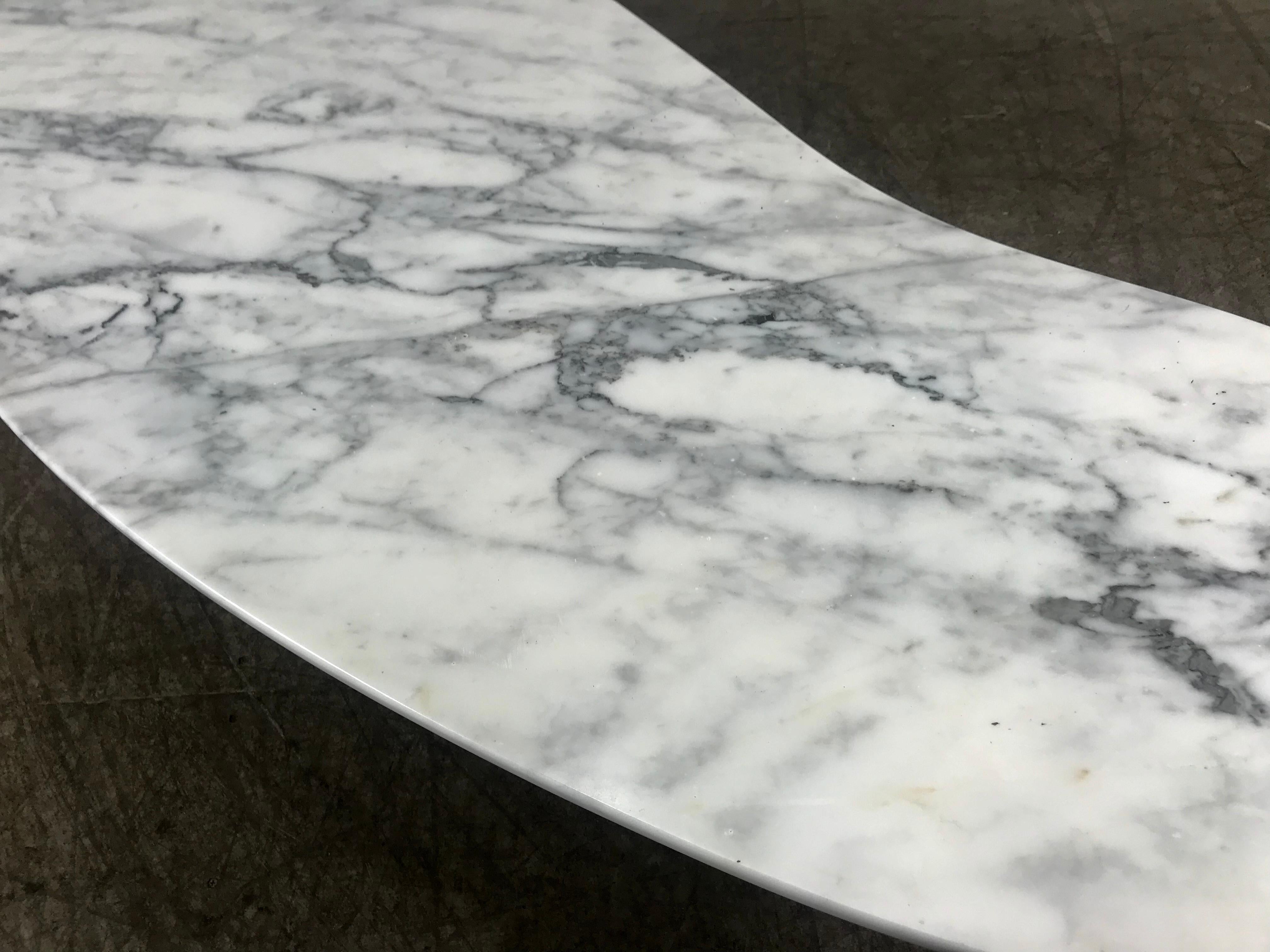 Stunning Kidney Shape Italian Marble and Brass Coffee or Cocktail Table 2
