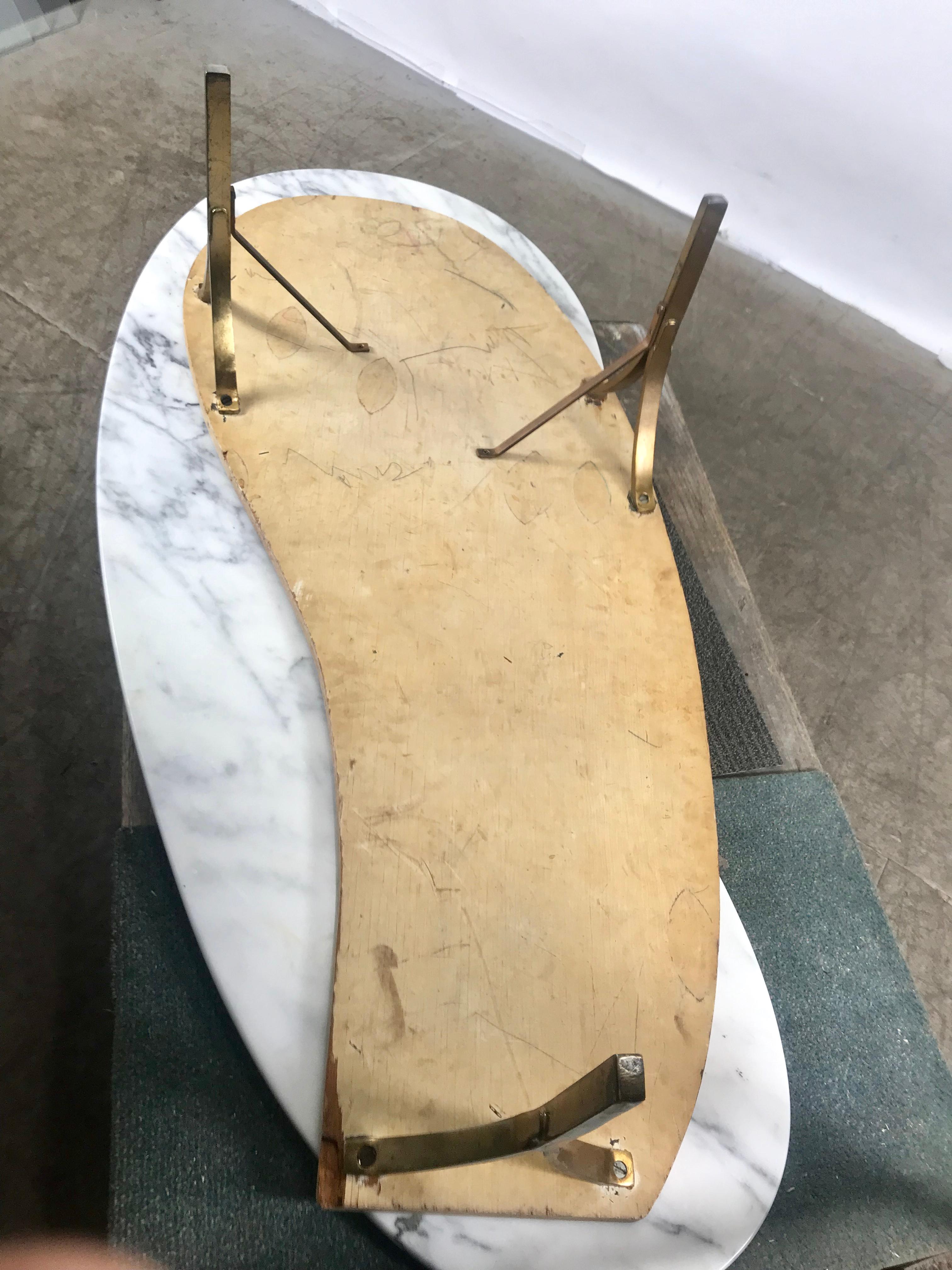 Stunning Kidney Shape Italian Marble and Brass Coffee or Cocktail Table 3