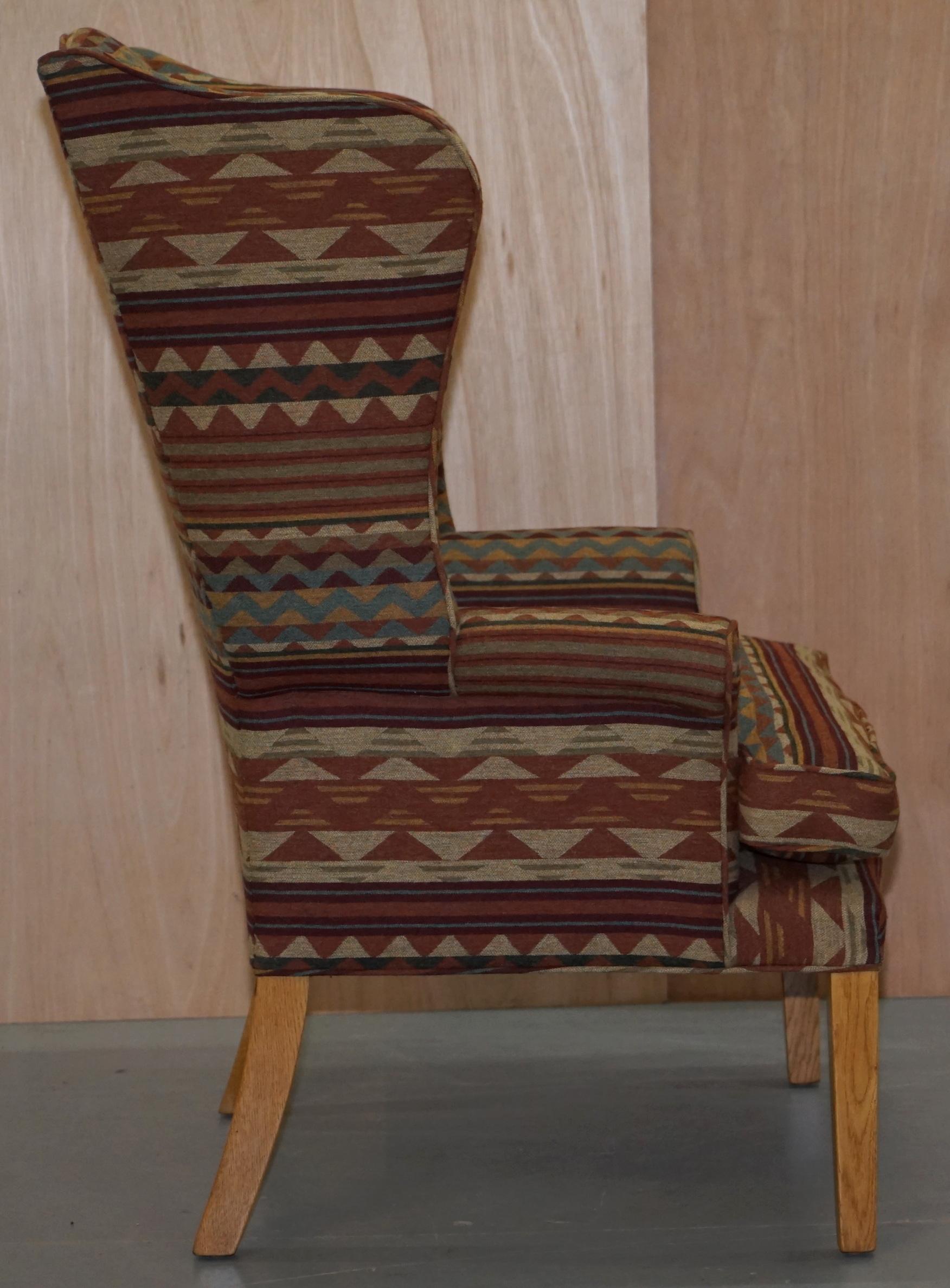 Atemberaubender gepolsterter Kelim-Woll-Sessel mit Ohrensessel und Buchenrahmen mit Diamant-Muster im Angebot 6