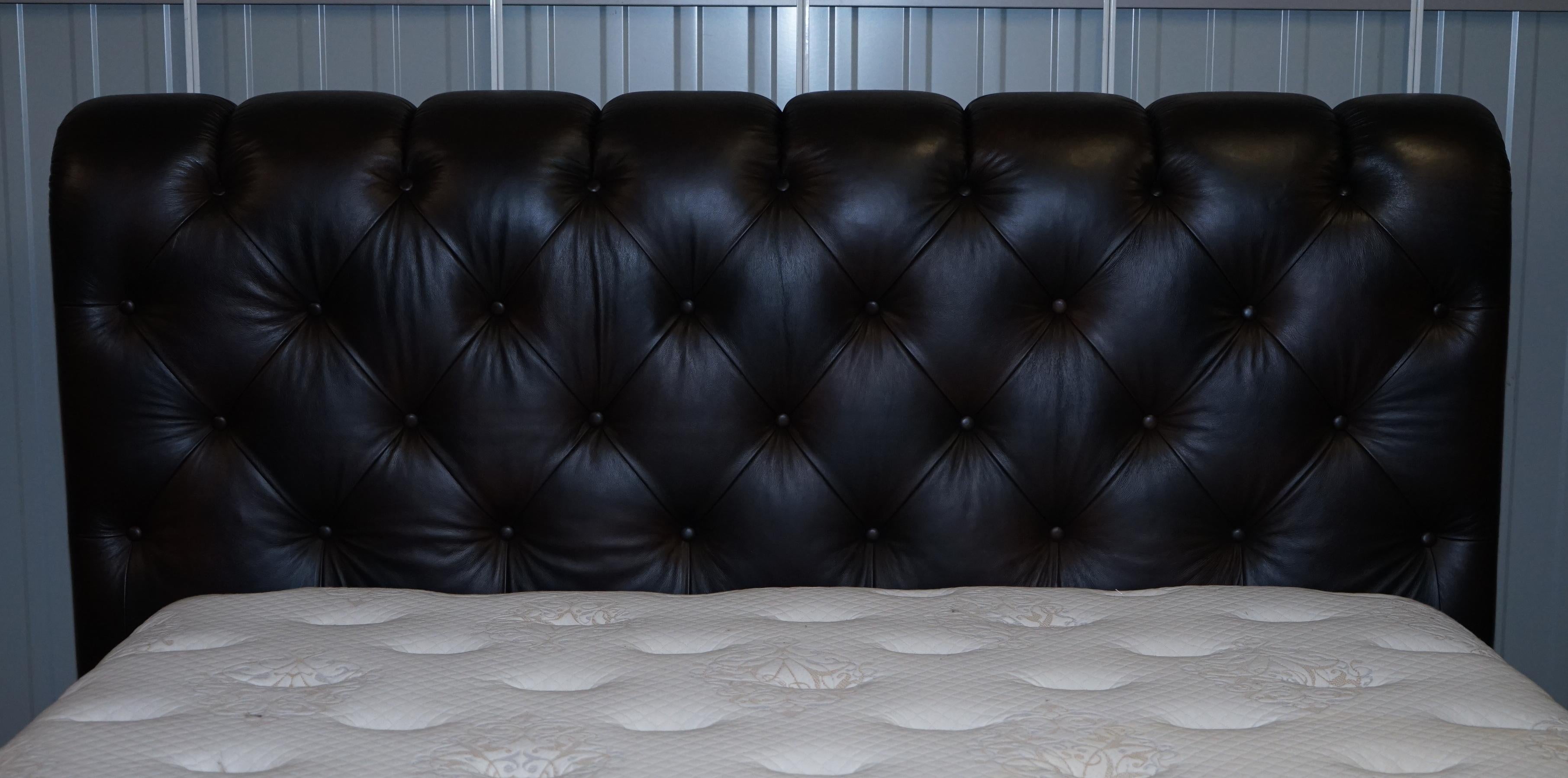 Stunning King Size Aged Brown Leather Chesterfield Tufted Bed Inc Mattress Divan 5